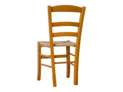 Silla rústica de madera de cerezo con asiento de paja