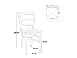 Silla rústica de madera de cerezo con asiento de paja