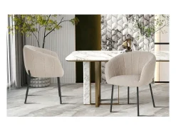 Silla SEVILLA Tela rizada color Arena, dimensiones H79 x L57 x P62, ideal para tu cocina o comedor.