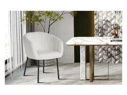 Silla SEVILLE Tela rizada blanca, dimensiones H79 x L57 x P62, ideal para tu cocina o comedor.