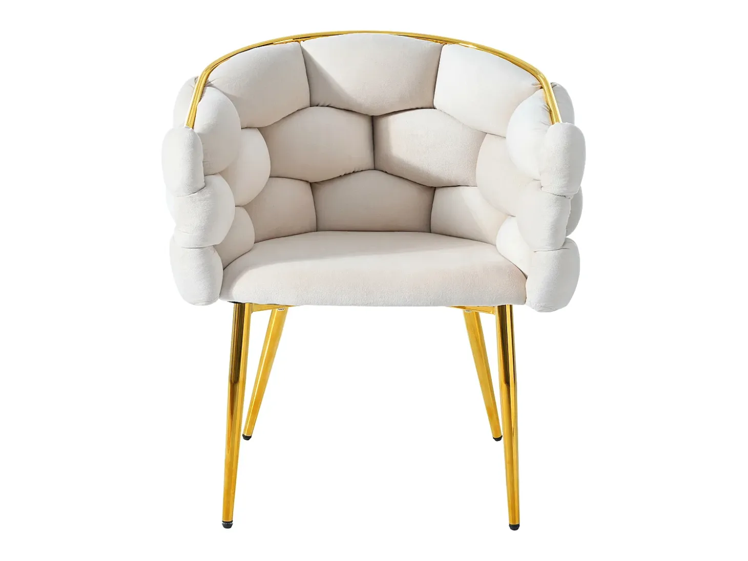 Silla, Sillas de maquillaje, Silla de comedor - Terciopelo y metal - Beige - BLITZ