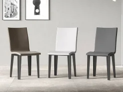 Silla Sofy moderna de piel sintética y patas de metal antracita-Color Gris antracita