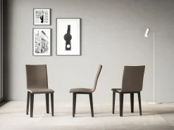 Silla Sofy moderna de piel sintética y patas de metal antracita-Color Gris antracita