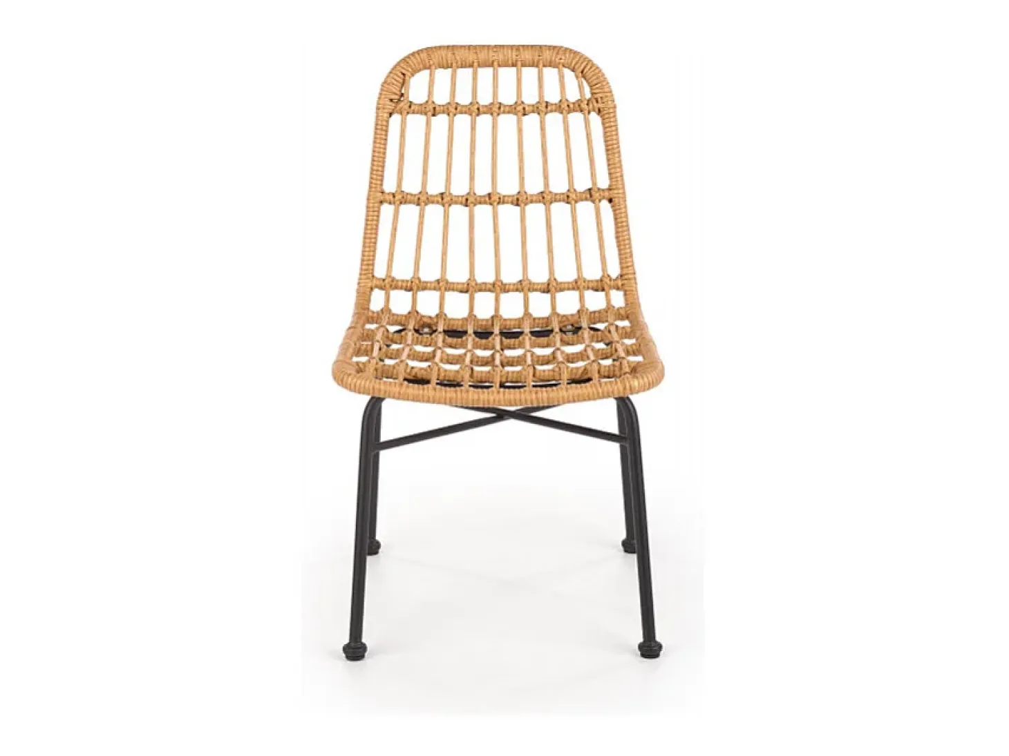 Silla SOLO de ratán sintético con patas de acero negro