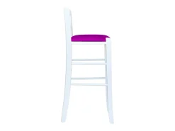 Silla taburete de madera blanca en piel símil lila altura 67 cm del suelo al asiento