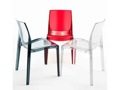Silla transparentes cocina bar Femme Fatale Grand Soleil Diseño policarbonato - Rojo Transparente