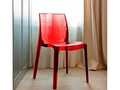 Silla transparentes cocina bar Femme Fatale Grand Soleil Diseño policarbonato - Rojo Transparente