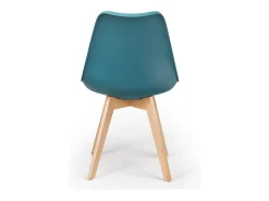 Silla Tula de estilo nórdico - Asiento de piel sintética y patas de madera clara-Color Azul pato