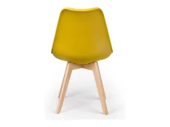 Silla Tula de estilo nórdico - Asiento de piel sintética y patas de madera clara-Color Amarillo curry