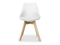 Silla Tula de estilo nórdico - Asiento de piel sintética y patas de madera clara-Color Azul turquesa