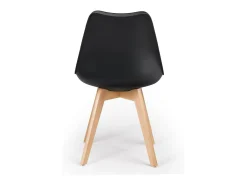 Silla Tula de estilo nórdico - Asiento de piel sintética y patas de madera clara-Color Negro