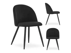 Silla Valora BELLO, terciopelo negro, patas metálicas, juego de 2