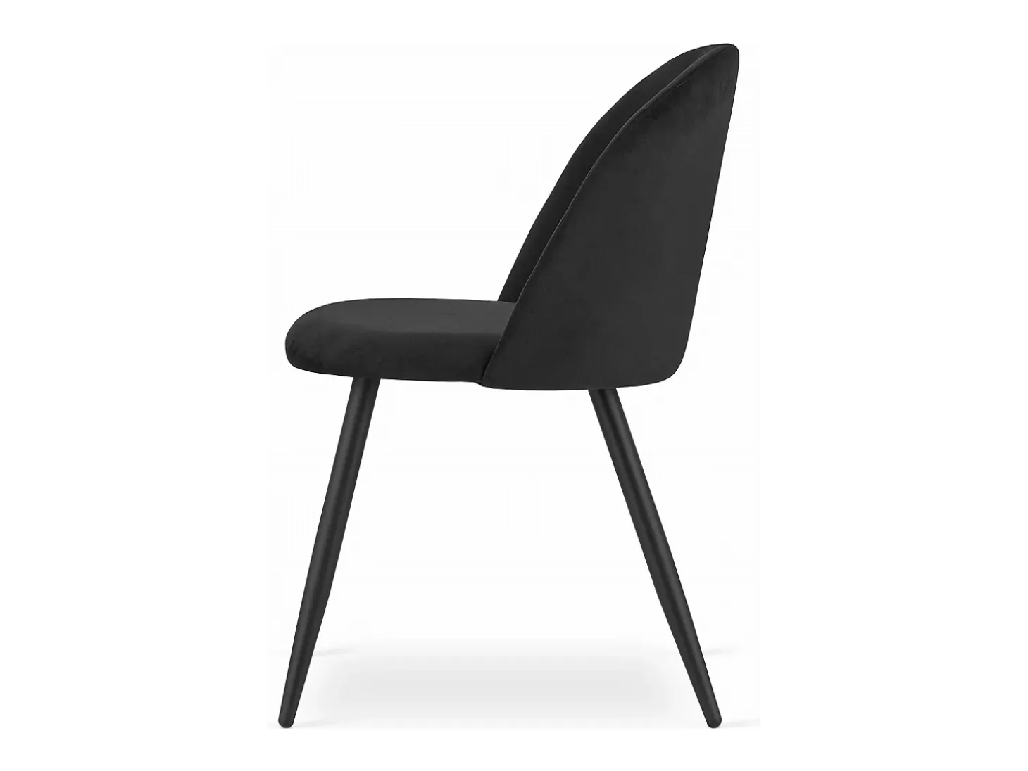 Silla Valora BELLO, terciopelo negro, patas metálicas, juego de 2