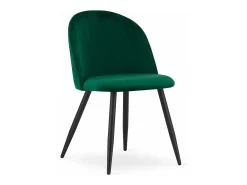 Silla Valora BELLO, terciopelo verde, patas negras, juego de 2