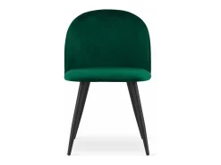 Silla Valora BELLO, terciopelo verde, patas negras, juego de 2