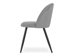 Silla Valora BELLO, terciopelo gris claro, patas negras, juego de 3