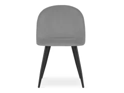 Silla Valora BELLO, terciopelo gris claro, patas negras, juego de 3