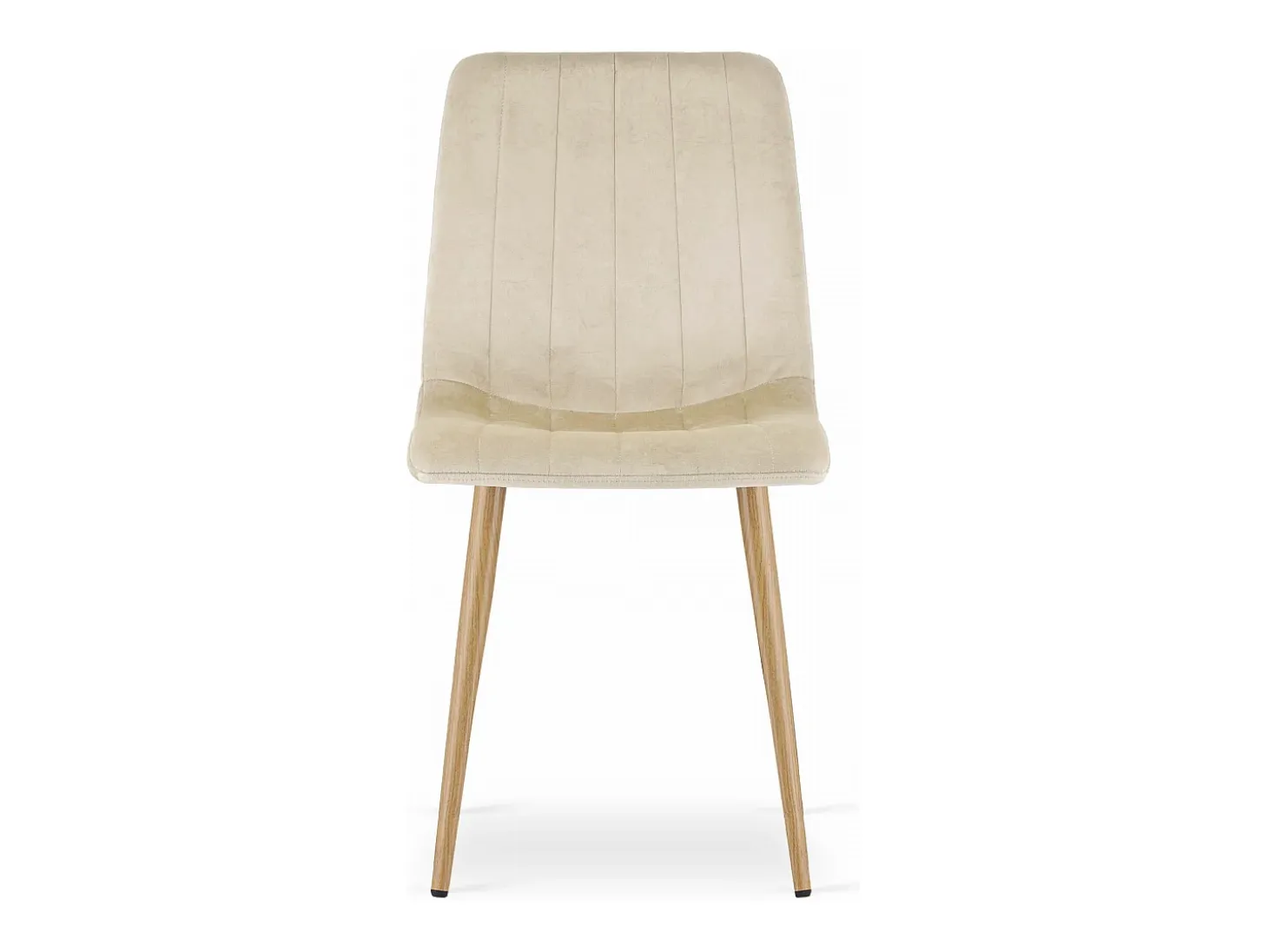 Silla Valora JEWA, tapizada en terciopelo beige claro, con patas color madera (x4)