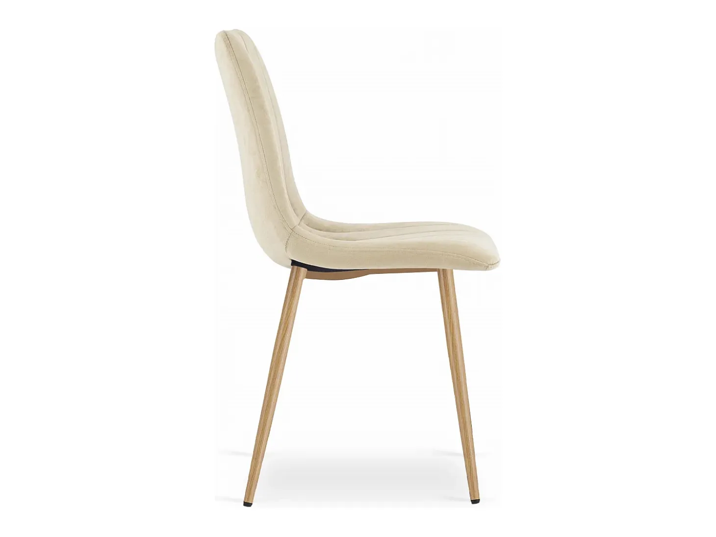 Silla Valora JEWA, terciopelo beige claro, patas color madera (x3)