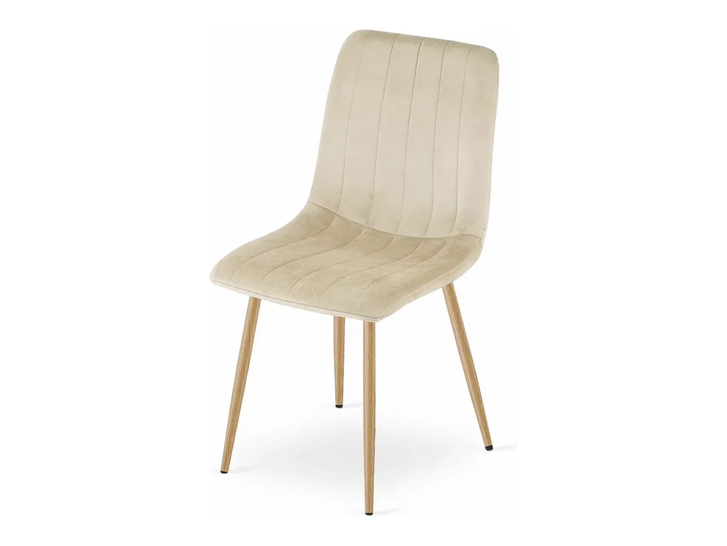 Silla Valora JEWA, terciopelo beige claro, patas color madera (x3)