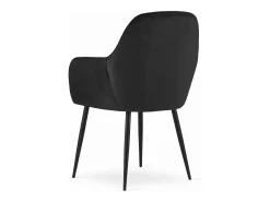 Silla Valora LUGO, tapizada en terciopelo negro, patas metálicas (x2)