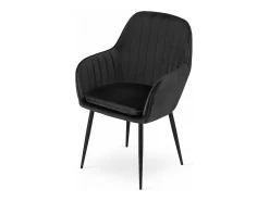Silla Valora LUGO, tapizada en terciopelo negro, patas metálicas (x2)