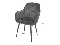 Silla Valora LUGO, tapizada en terciopelo negro, patas metálicas (x2)