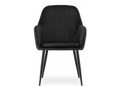 Silla Valora LUGO, tapizada en terciopelo negro, patas metálicas (x2)