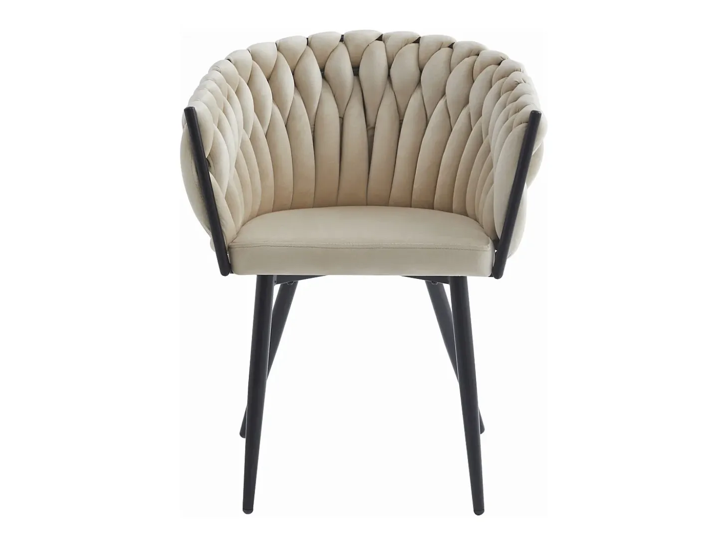 Silla Valora MAYAN de terciopelo beige con patas negras