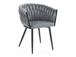 Silla Valora MAYAN, tapizada en terciopelo gris claro (x2)