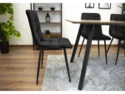 Silla Valora PYRA de terciopelo negro, diseño moderno para sala de estar (x2)