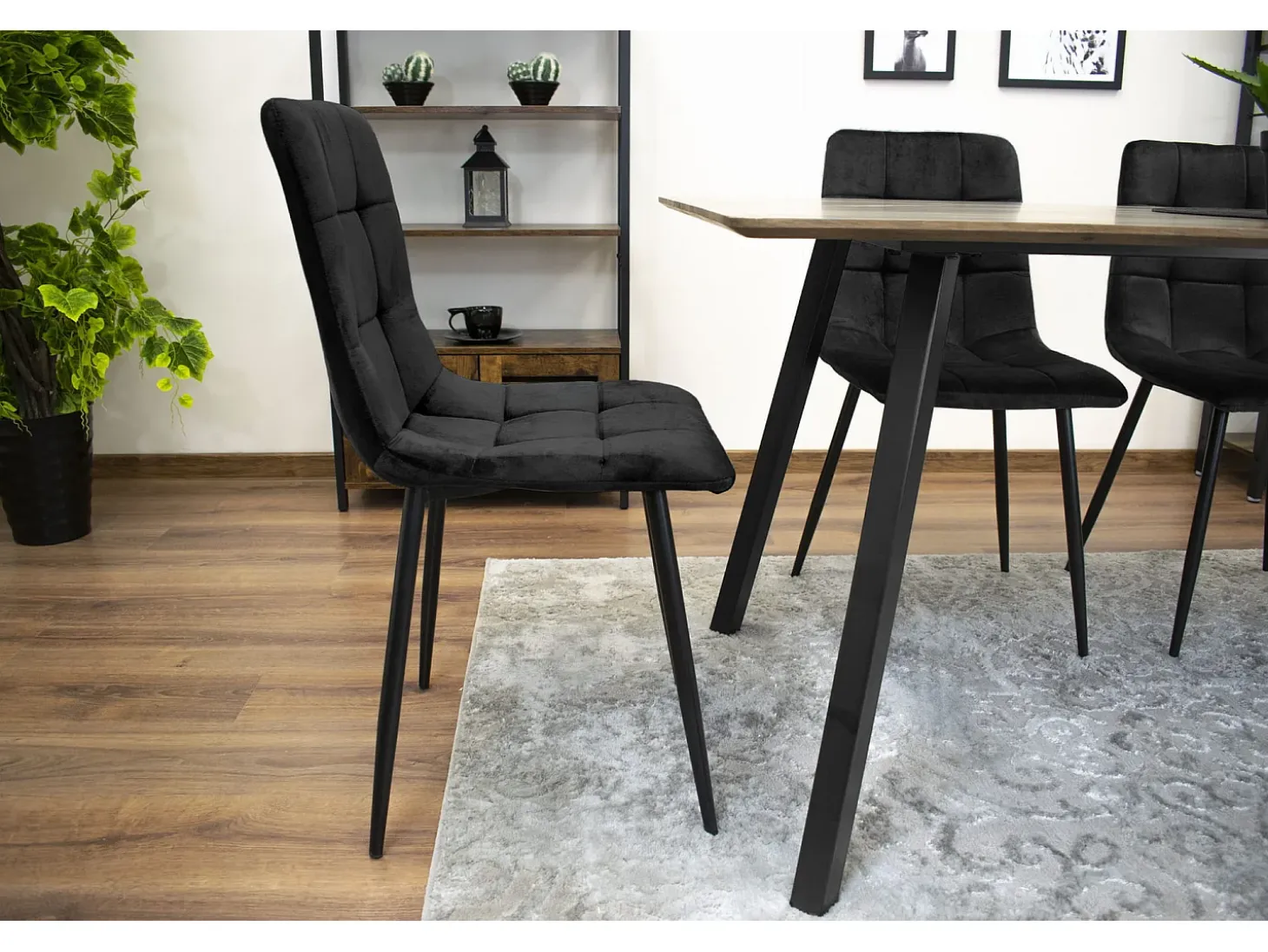 Silla Valora PYRA de terciopelo negro, diseño moderno para sala de estar (x2)