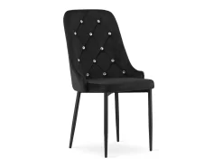 Silla Valora REMI de terciopelo negro con patas de metal x2