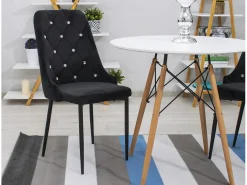Silla Valora REMI de terciopelo negro con patas de metal x4