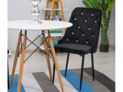 Silla Valora REMI de terciopelo negro con patas de metal x4