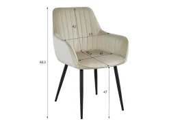 Silla Valora SELO, terciopelo rosa, patas negras, asiento cómodo