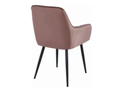 Silla Valora SELO, terciopelo rosa, patas negras, asiento cómodo