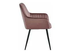 Silla Valora SELO, terciopelo rosa, patas negras, asiento cómodo