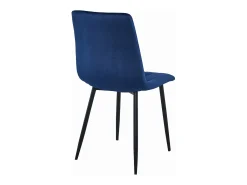 Silla Valora TYRA de terciopelo azul marino con patas de metal negro x1