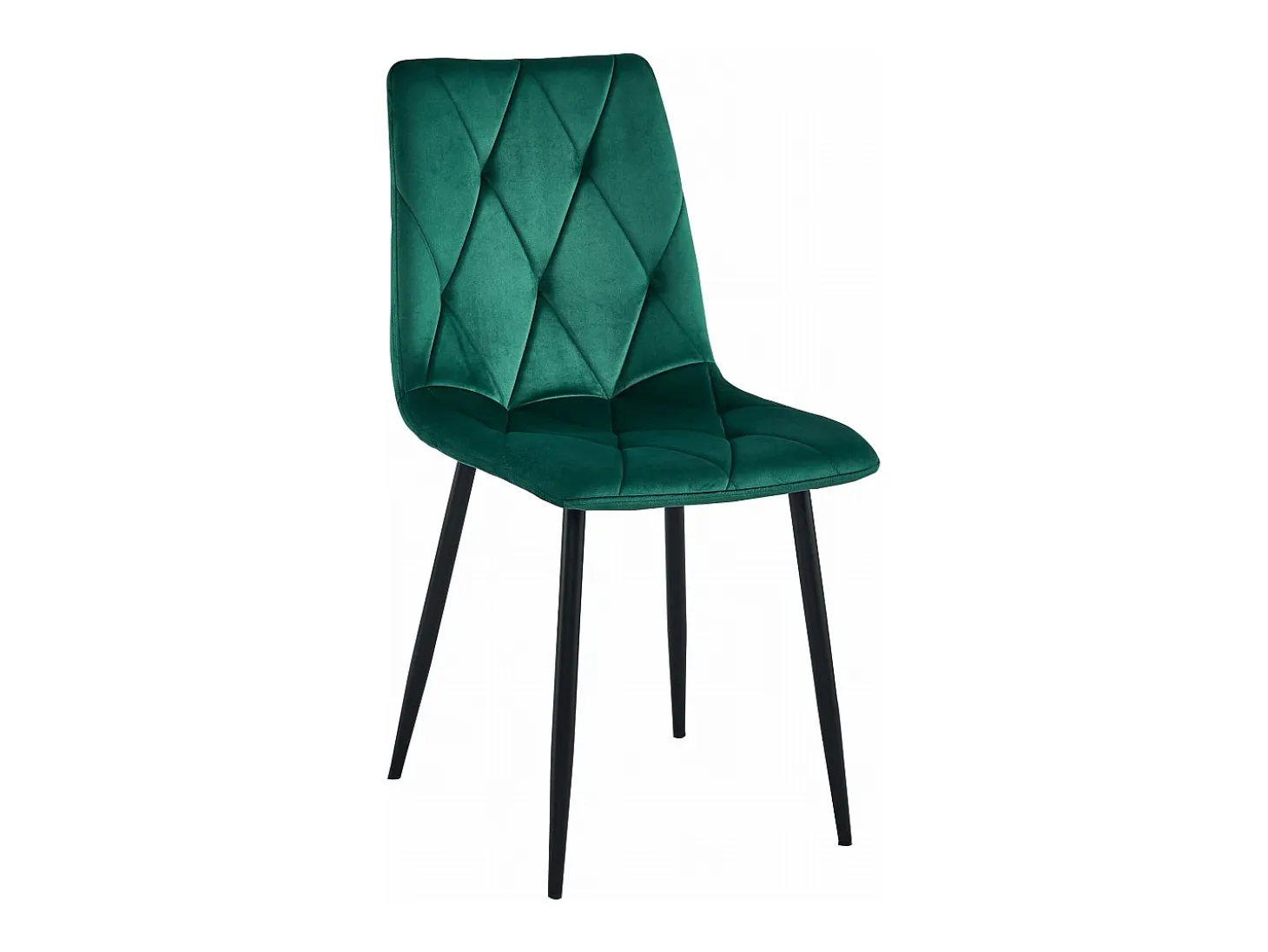 Silla Valora TYRA, tapizada en terciopelo verde oscuro con patas negras (x3)