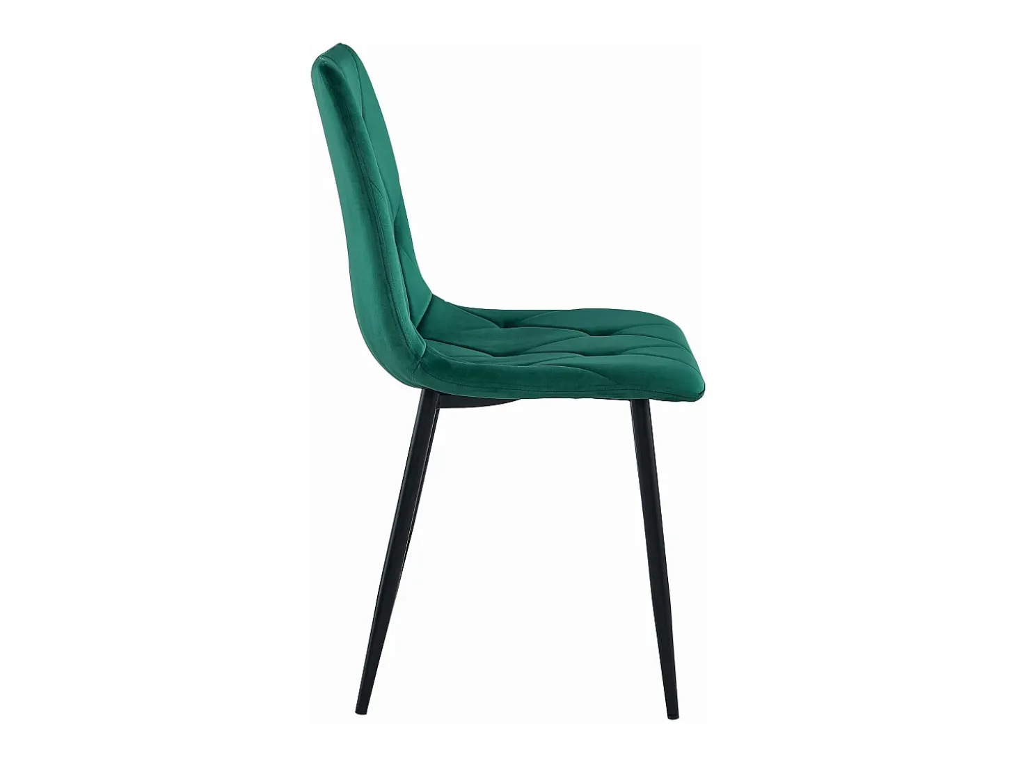 Silla Valora TYRA, tapizada en terciopelo verde oscuro con patas negras (x3)