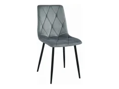 Silla Valora TYRA, terciopelo gris plata / patas negras x 3