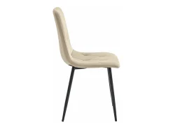 Silla Valora TYRA, terciopelo beige claro, patas negras, juego de 2