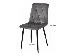 Silla Valora TYRA, terciopelo beige claro, patas negras, juego de 2