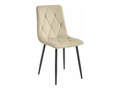 Silla Valora TYRA, terciopelo beige claro, patas negras, juego de 2