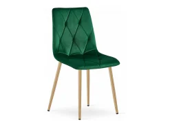 Silla Valora TYRA, terciopelo verde oscuro, patas color madera (x3)