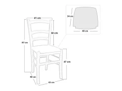 Silla Venecia de madera amarilla con asiento de piel sintética color crema beige