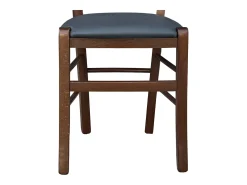 Silla veneciana de madera de nogal oscuro con asiento acolchado de piel sintética gris antracita