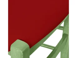 Silla Venezia de madera verde con asiento de piel sintética roja