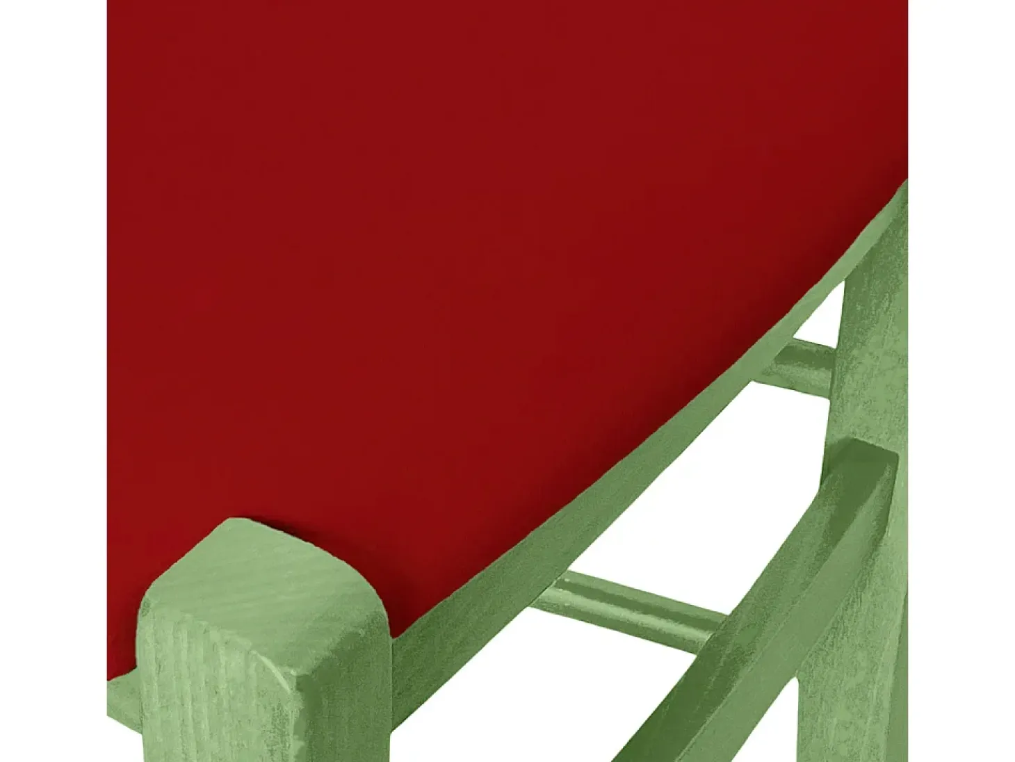 Silla Venezia de madera verde con asiento de piel sintética roja